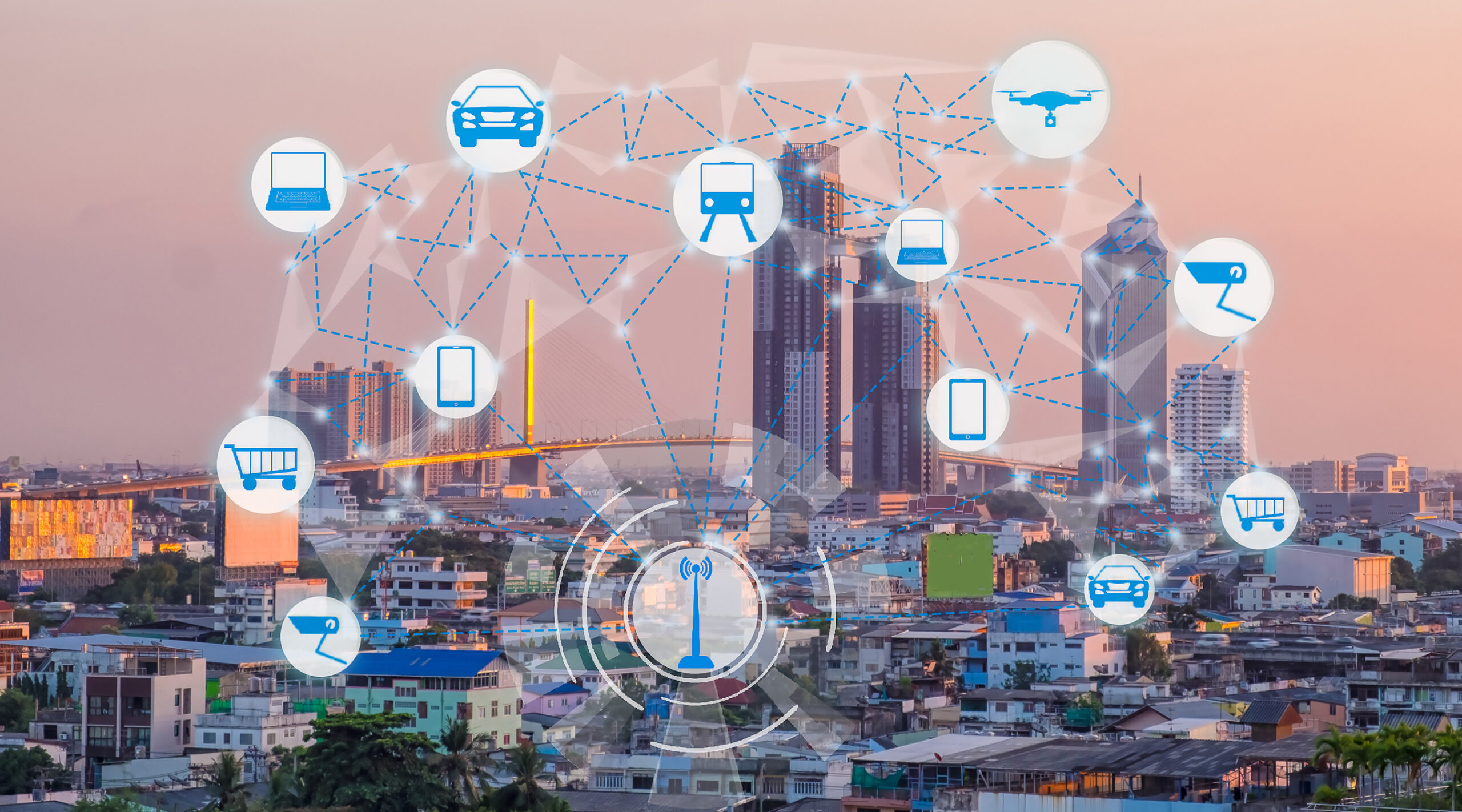 Internet of Things and Smart city concept.