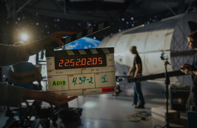 Film set with clapboard