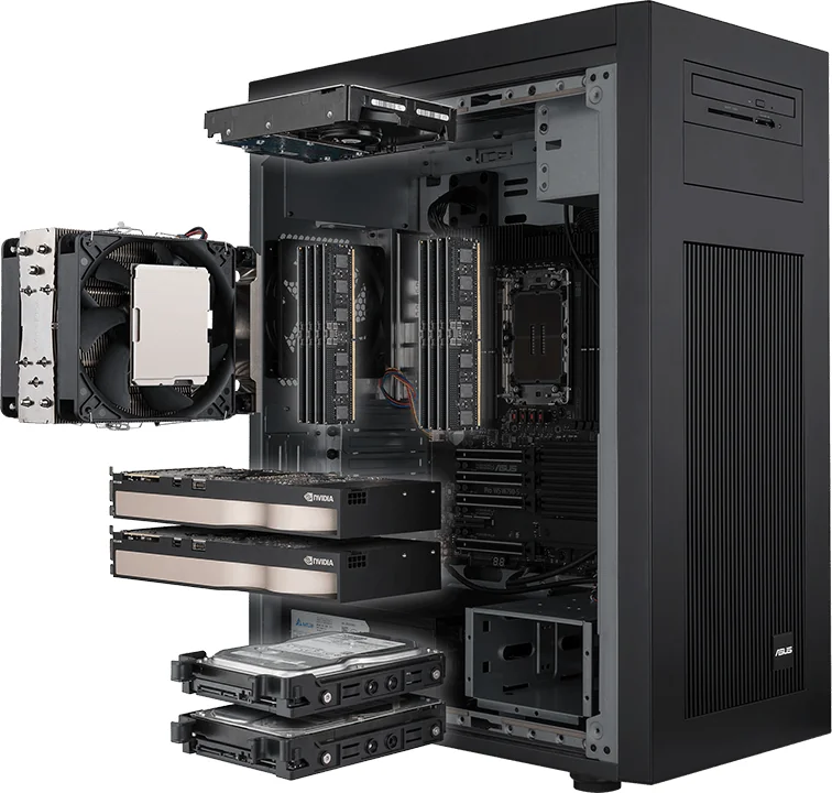 ASUS ExpertCenter Pro workstation with internal components