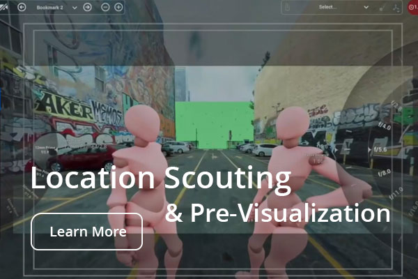 Location Scouting. Image of green screen and models.